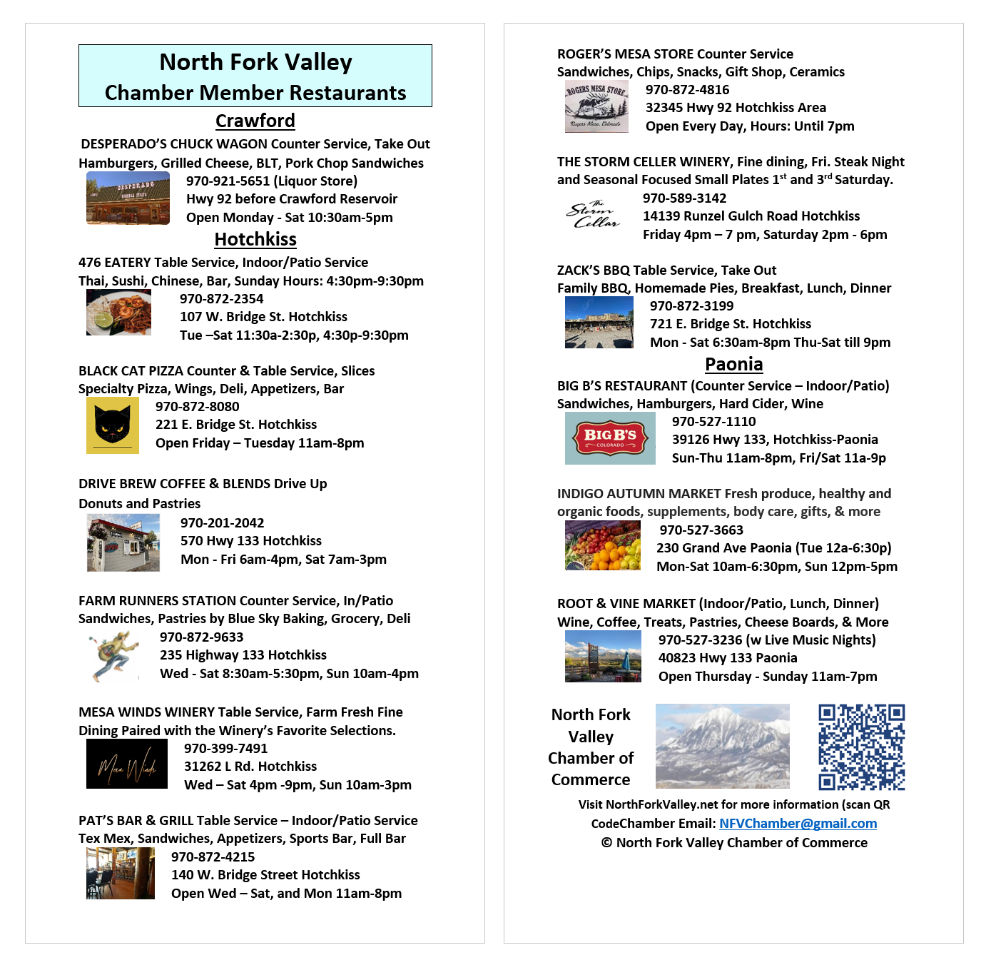 The North Fork Valley of Colorado website is published by the North